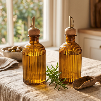 Cuisorb® Fluted High-Borosilicate Glass Oil & Vinegar Dispenser Set
