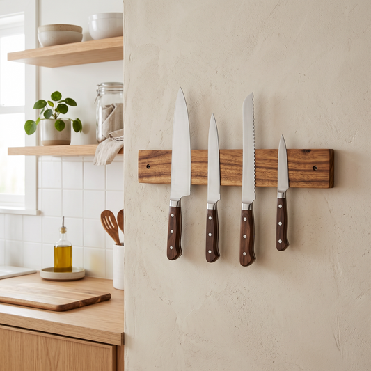 Cuisorb® Ultra-Strong Magnetic Acacia Wood Wall-Mounted Knife Bar