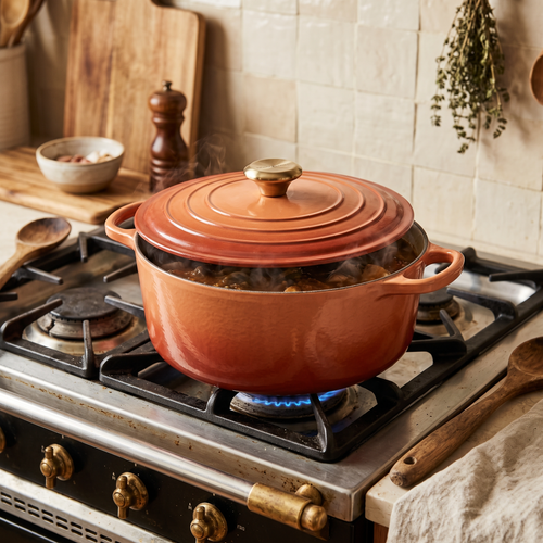 Cuisorb® Artisan 5.5-Quart Enameled Cast Iron Dutch Oven with Champagne Gold Knob