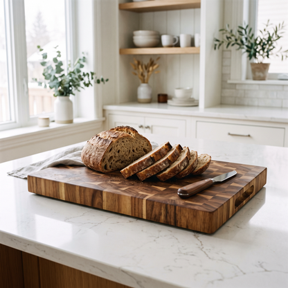 Cuisorb® Heavy-Duty End-Grain Acacia Wood Butcher Block with Deep Juice Groove
